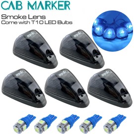 GLOFE 5X Black Smoke Lens Cab Roof Marker Running Lamps Ice Blue LED cab lights Compatible with Ford F150 F250 F350 F450 F550 F650 F750 E150 E250 E350 E450 1999-2016 Super Duty Pickup Trucks(Ice Blue)