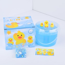 Blue Crunchy Crystal Slime with 3 Yellow Duck Charms, Ocean Series Big Scented Slime Bucket for Kids, Super Soft, Party Favor, Birthday Gifts for Girls & Boys, Classroom Reward, Goodie Bag Stuffer