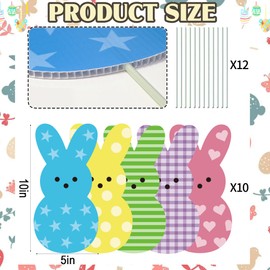 Easter Tree Decorations Peeps Tree Ornaments, Extra Large Easter Bunny Tree Decorations, Cute Easter Tree Topper Ornaments Rabbit Picks Ornaments for Home Spring Indoor Outdoor Holiday Party 10Pcs
