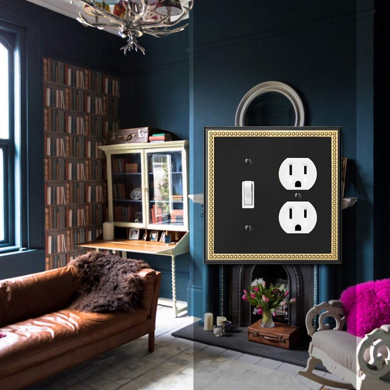 Pearled Frame Decorative Wall Plate Switch Plate Outlet Cover (Toggle/Duplex,