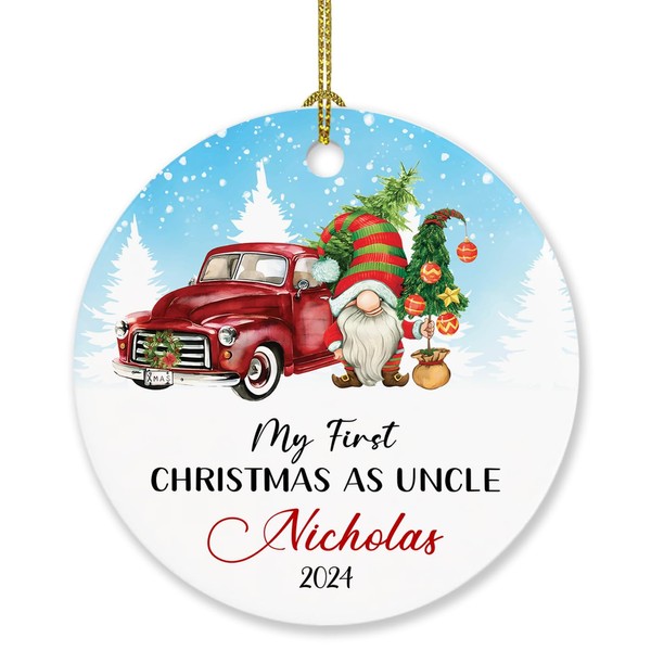 Personalized 1st Xmas As Uncle Ornament Gift for New Uncle,