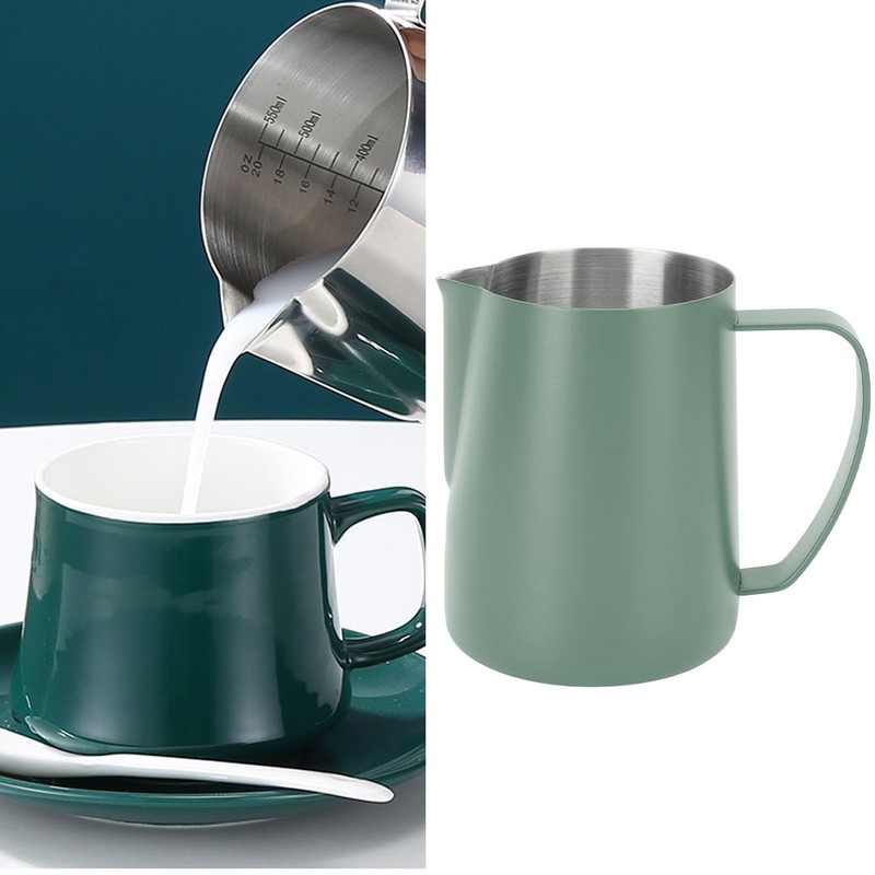 Stainless Steel Coffee Milk Frothing Pitcher, 600ml, Point Mouth Design,
