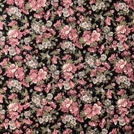 Fabri-Quilt Ozark Calicos Flowers On Black 1/2 Yard Fabri-quilt Cotton Fabric - New