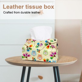 2 Pack Tissue Box Cover Holder, Cute Penguins Rectangle Leather Tissue Case, Decorative Organizer for Tabletop, Bathroom, Car, Office
