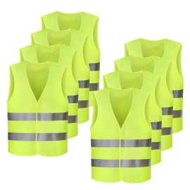 GOIEHIR Pack of 8 safety vests, 360° safety vests, car, reflective vest, washable, for cyclists, drivers, police, workers, universal size