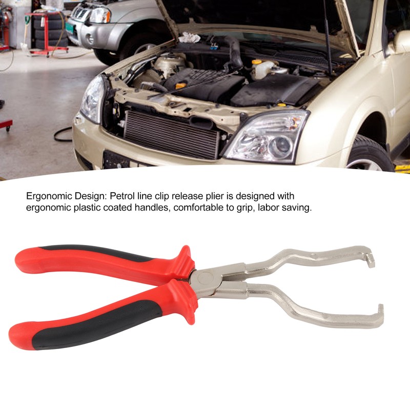 235mm Fuel Line Clip Plier Stainless Steel Rubber Grip Ergonomic