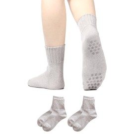 Foot is Happy, Loose, Anti-Slip Socks, Made in Nara Prefecture, Made in Japan, Women's, Deodorizing, 100% Cotton, Organic Cotton, Ankle, Loose, Non-constricting, light gray 2 pairs