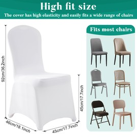 MAQIHAN Chair Covers - 3PCS Folding Chair Covers Spandex Stretch White Seat Covers for Wedding, Banquet, Party, Birthday, Dining, Decorations (White)