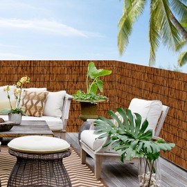 MOVDEET 1 Pack Reed Fencing Rolls, Decorative Bamboo Fencing 6ft High Roll Reed Screen, Bamboo Reed for Balcony Patio Garden Backyard Outdoor