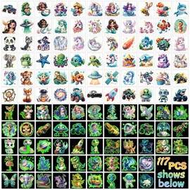 117 PCS Luminous Animals Temporary Tattoos for Kids, Glow Dinosaur Panda Elephant Rabbit Mermaid Dolphin Shark Fish Temporary Tattoos for Fastival Stuffers & Birthday Party Favors