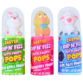 Easter Dipping Candy Pops, 3-Pack of Assorted Fruit Flavors with Dipping Powder, 1.41 oz
