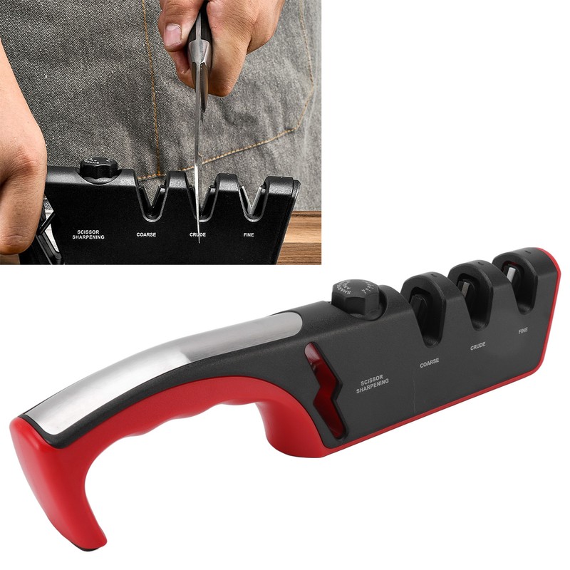 Knife Sharpener Diamond Black Ergonomic Multifunctional Adjustable 3 Stages Kitchen