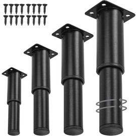 Btowin VCF 3.2-5.2 Inch / 8-13cm Adjustable Metal Furniture Legs, 4 Pcs Black Sofa Legs Cabinet Legs Heavy Duty DIY Replacement Support Feet for Bed Cabinet Table Sofa Couch Desk Coffee Table