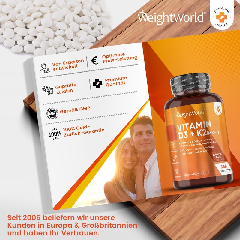 Vitamin D3 K2 2000 IU - 400 tablets with 75mcg