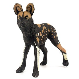 FUNSHOWCASE African Jungle Animals Wild Dog Toy Figure Realistic Plastic Figurine Height 2.8-inch