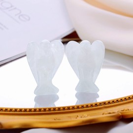 XIANNVXI Clear Quartz Crystal Angel Figurine Decor White Ornament for Living Room Healing Crystal Gemstone Statue Reiki 1.5" Guardian Angels Ornament for Desk Decor Cute Room Decor