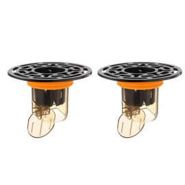 uxcell 2Pcs Odor Proof Floor Drain, ABS Shower Floor Drain Backflow Preventer Anti-Clogging Single Way Drain Valve Sewer Sealing Ring for Kitchen Bathroom Laundry (Black Clear Orange)