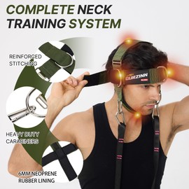 【GurZinn】 Neck Harness Trainer - Adjustable 40" (100cm) Heavy Duty Rope & Neoprene Padding | Improve Neck Strength & Reduce Neck Pain | Gym & Home Use