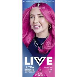 Schwarzkopf LIVE Ultra Brights Or Pastels, Vibrant Semi-permanent Pink Hair Dye, Lasts Up to 15 Washes, Shocking Pink 093