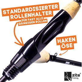 Zite Fishing Solid Strike UL Rod 200 cm | Solid Tip Full Carbon Tip | 0.5-3g Casting Weight | Ultra Light Trout Rod for Rubber Baits & Finesse Rigs | Parabolic Action