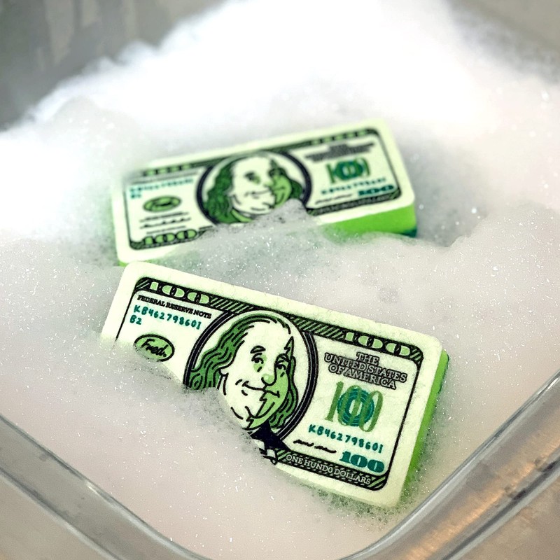 Genuine Fred, Dirty Money, Kitchen Sponges, Set of 2, Green