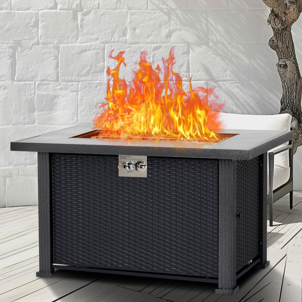 KOKEBREN 44 Inch Propane Fire Pit Table, 50,000 BTU Outdoor