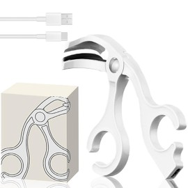 Rizador de Pestañas con Calefacción Eléctrico, Enchinador de Pestañas de Doble Uso (Frío/Calor), Eyelash Curler, sin Bordes, Calentamiento Rápido con Calor y para Todas las Pestañas (Blanco)