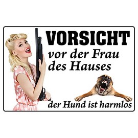 Blechwaren Fabrik Braunschweig GmbH Vorsicht vor der Frau des Hauses Blechschild 20x30 cm PC 300/431
