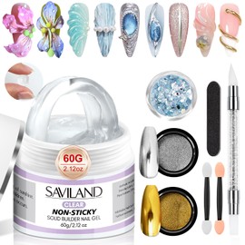 SAVILAND SAVILAND Solid Builder Nail Gel - 60g Large Capacity 3D Nail Gel Sculpting Gel for Nail Art Non-Sticky Hand Hard Gel Carving Gel Nail Glue Extension Gel with Sequins Chrome Nail Powder DIY Salon Home