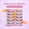 10 Pares Pestañas Postizas Reutilizables Diferentes Diseños