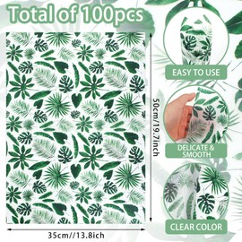 100 Sheets Palm Leaves Tissue Paper, 20x14 Inches, Palm Leaves Printed Wrapping Paper Hawaiian Palm Leaves Wrapping Tissue for Summer Hawaiian Wedding Gift Wrapping Party Supplies Decration