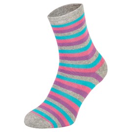 Piarini 2 Pairs of Children's Stopper Socks ABS Socks – Non-Slip Socks with Nubs Made of Cotton – Boys Girls Striped, Grey-ringed, 35 - 38