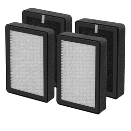 4 Pack LV-H128 Replacement Filter Compatible with LEVOIT LV-H128 / PUURVSAS (HM669A) / ROVACS (RV60) Air Purifier, 3-in-1 Replace Part #LV-H128-RF