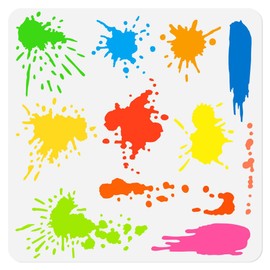Splatter Wall Stencil Template 30 x 30cm Reusable Plastic Ink Splatter Stencil for Painting on Wood Wall Floor Fabric Glass Furniture, DIY Home Decor Stencil, Craft Drawing Stencils