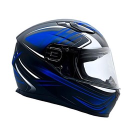 Typhoon Adult Full Face Motorcycle Helmet w/Drop Down Sun Shield DOT Certified - (Matte Blue, Large)