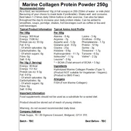 Marine/Fish Hydrolysed Collagen Protein Powder 250g - Type 1 Peptides