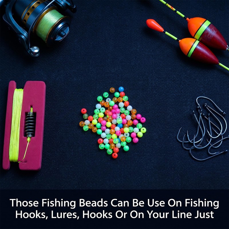 Alrhso 1000 Pcs Round Float Glow Fishing-Rig Bead Fishing Beads