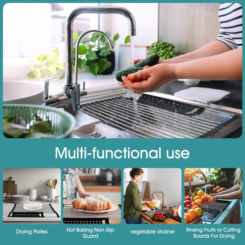 SIGERPAMA Roll Up Dish Drying Rack Over The Sink with