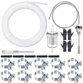 23 Piece Fuel Line Set, 4 m Petrol Hose, Tank Extractor Stand Heater with 1 Oil Filter, 5 Connection Pipes, 10 Hose Clamps, Petrol Hose for Car Heating Systems, Auxiliary Heater Diesel