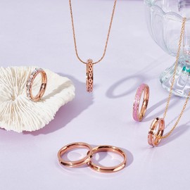 UNICRAFTALE About 16Pcs 8 Sizes Titanium Steel Ring Blanks Rose Gold Grooved Finger Ring Settings Ring Core Blank for Resin Round Empty Rings Blanks for Inlay Ring Jewelry Making