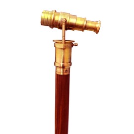 MAANVISH Beautiful Nautical Finish Walking Stick Telescope Collectible Wooden Cane with Brass Telescope Handle Home Decor Gifts