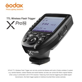 Godox XPro-N TTL Wireless Flash Trigger for Nikon Cameras, 2.4G Wireless High Speed HSS 1/8000S Transmitter, Large LCD Screen,TTL-Convert-Manual Function