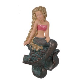 Nautical Tropical Imports 25"H Golden Blonde Finish Melody Mermaid Wall Mount Figure Little Girl Sculpture