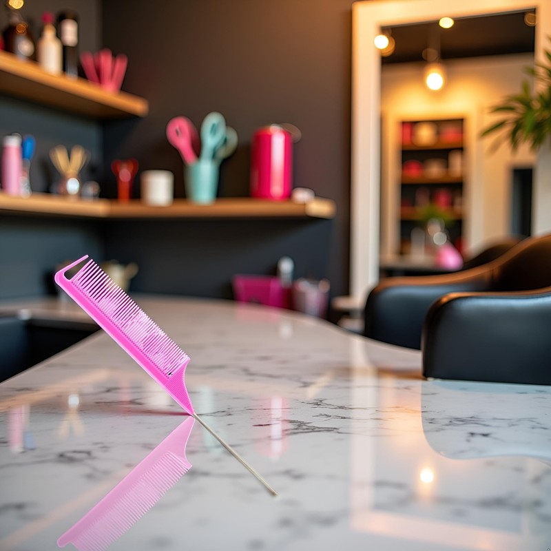 1Pc Pink Hair Tail Combs Pin Parting Comb, Carbon Fibre