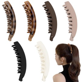6 Pieces Large Banana Hair Clips for Women Strong Hold Ponytail Holder Banana Clips for Fine Thick Hair French Hair Accessories for Girls and Women