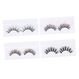 BIUDECO Colorful Glitter False Eyelashes 4 Pairs Butterfly Decorative Lashes for Cosplay Parties Dramatic Sequins Lashes Flexible Band