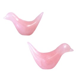Artistone 2.8" Rose Quartz Birds Statue, Hand Carved Worry Stone for Anxiety Relif Home Desk Decor Animal Figurine