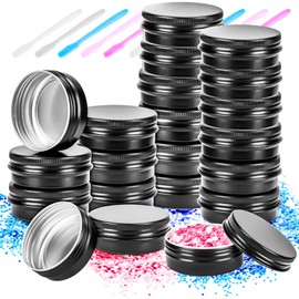 MotBach 16 Pack 0.5oz Tin Jars, 30ml Metal Tin cans, 1/2 Ounce Aluminum tin can jar Containers with Lid for Lotion Bars, Balms, Spices, Salve, Beard Balm, Toiletries, Creams, Samples, Makeup Cosmetic