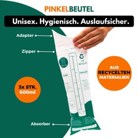 Jonhy Wee Pee Bag Toilet for On the Go 600 ml Pack of 3 - Emergency Toilet for Women, Children, Men - Travel Toilet Car - Camping Festival Toilet Women Urinal On the Go Urine Bag