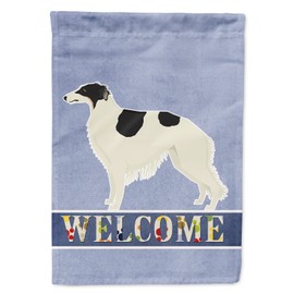 Caroline's Treasures CK3583CHF Borzoi Welcome House Flag Large Porch Sleeve Pole Decorative Outside Yard Banner Artwork Wall Hanging, Polyester, House Size, Multicolor